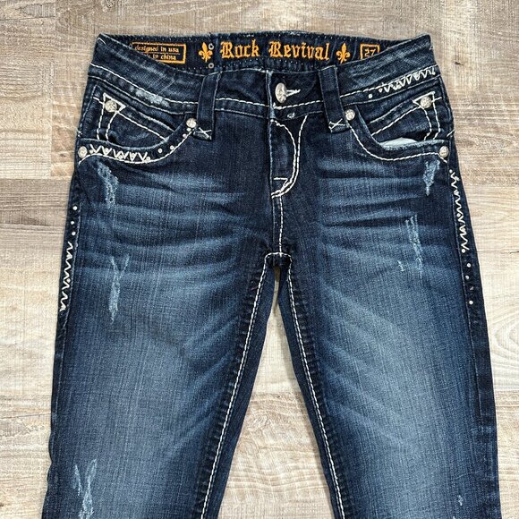 Rock Revival Stephanie Easy Crop - Sz 27 - Buckle - Bling Pockets - Picture 6 of 11